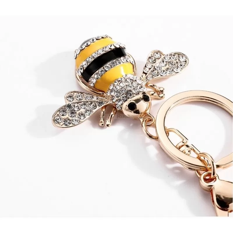 Porte clef abeille cristal et strass